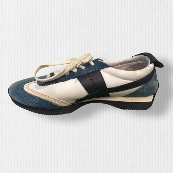 Tory Burch Hank Sneakers Nylon/Suede‎ White/Blue Size 9.5M - Picture 3 of 10